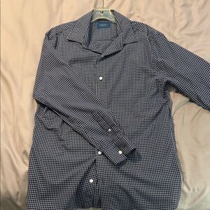 Men's Navy Checkered Button Down Shirt